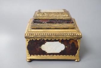 A 19th century gilt-brass and tortoiseshell casket 8cm